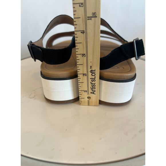 UGG Women's Braelynn
Platform Slingback Sandals. Black patent leather suede SZ 9 - Picture 4 of 10